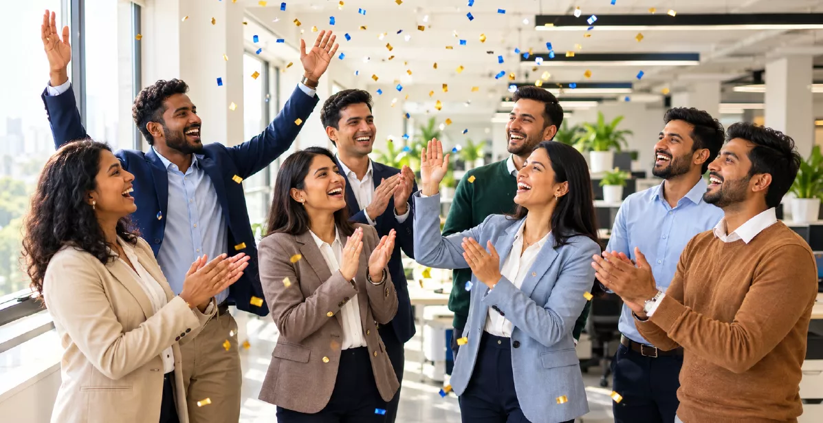 Team celebrating together